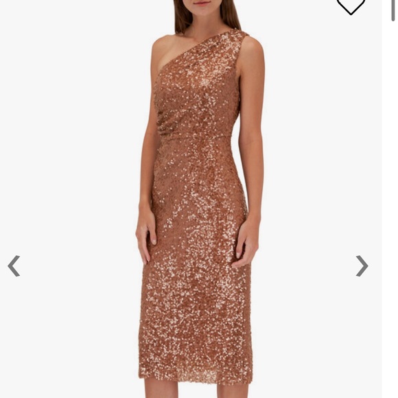NWT Sachin & Babi Carmen Dress in Honey Sequin One-Shoulder Dress - Picture 5 of 8